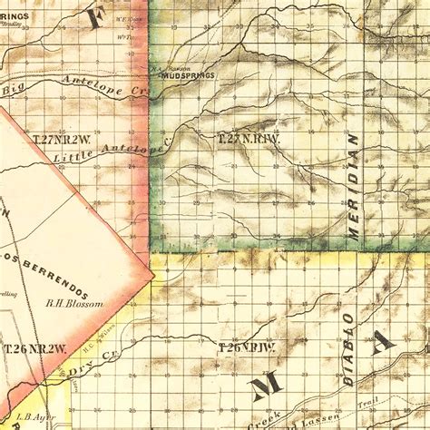 Vintage Map of Tehama County, California 1878 by Ted's Vintage Art