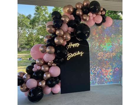 Pcs Rose Gold Balloon Garland Arch Kit Black Pink And Rose Etsy Uk