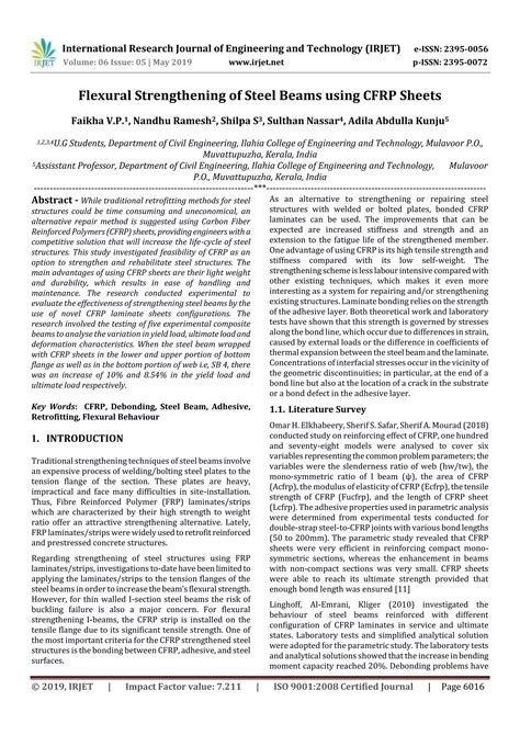 Irjet Flexural Strengthening Of Steel Beams Using Cfrp Sheets Pdf