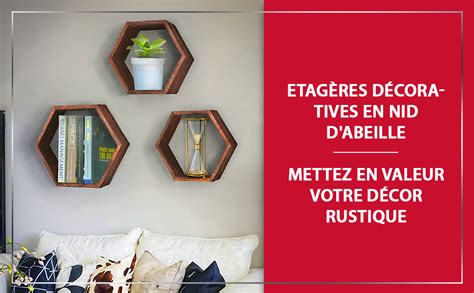 Tablettes Murales Rustiques Hexagonales Flottantes Lot De Grandes