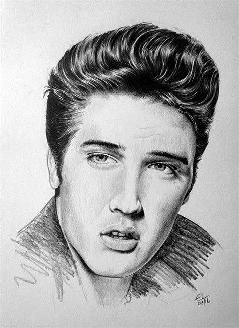 Elvis Presley Portrait Pencil Drawing Art Black And White