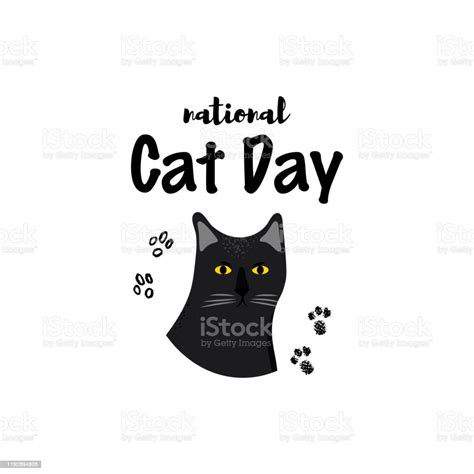 Greeting Card With Text National Cat Day Portrait Of Bombay Breed Stock