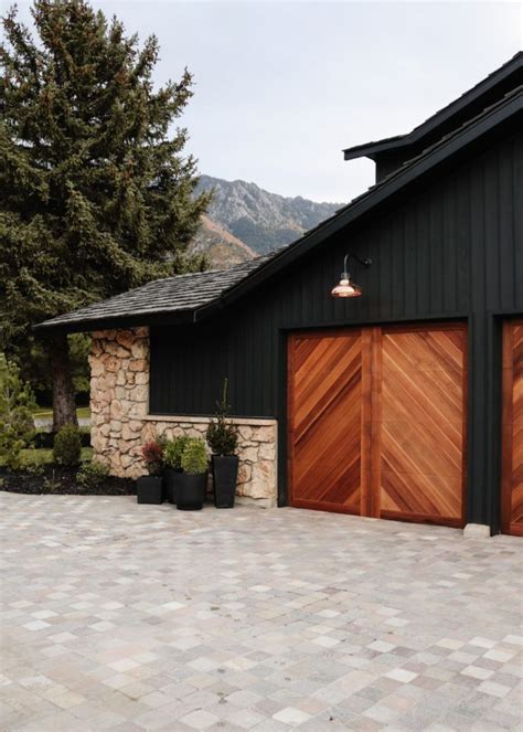 Wood Garage Doors And Copper Exterior Lights Over Doors Nesting With Grace In 2022 Modern