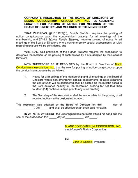 37 Printable Corporate Resolution Forms Templatelab