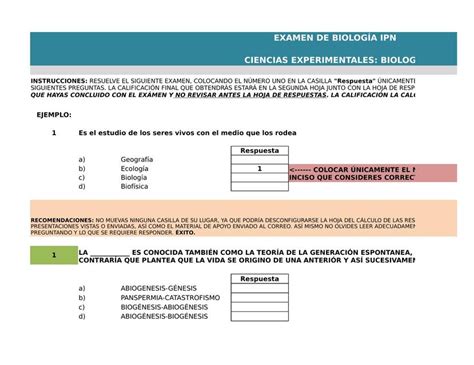 Examen Interactivo Biolog A Ipn Apun Tesmedicina Udocz