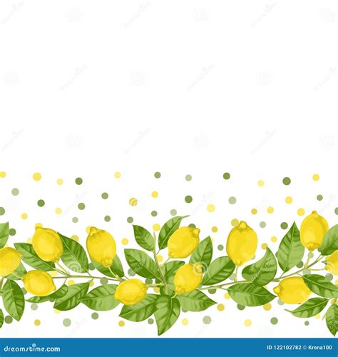 Lemon Brunches Seamless Border Stock Vector Illustration Of Modern