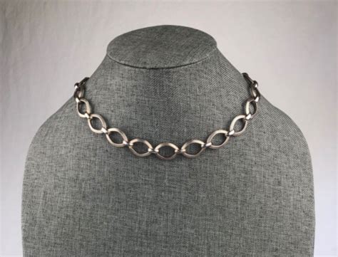 Vintage Italian Sterling Silver Oval Link Chain Necklace Signed Milor