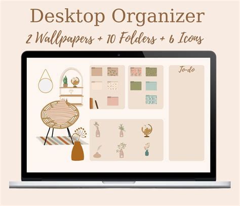 Boho Botanical MacBook And Windows Desktop Wallpaper Organizer Mac And