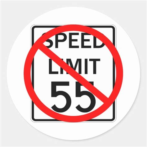 No 55 Mph Speed Limit Sign Classic Round Sticker