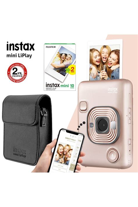 Fujifilm Instax Mini Liplay Hybrid Blush Gold Fotoğraf Makinesi Çantalı