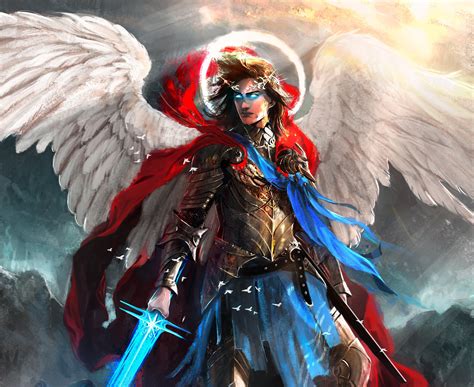 Warrior Anime Angel Male Male character holding sword digital wallpaper ...