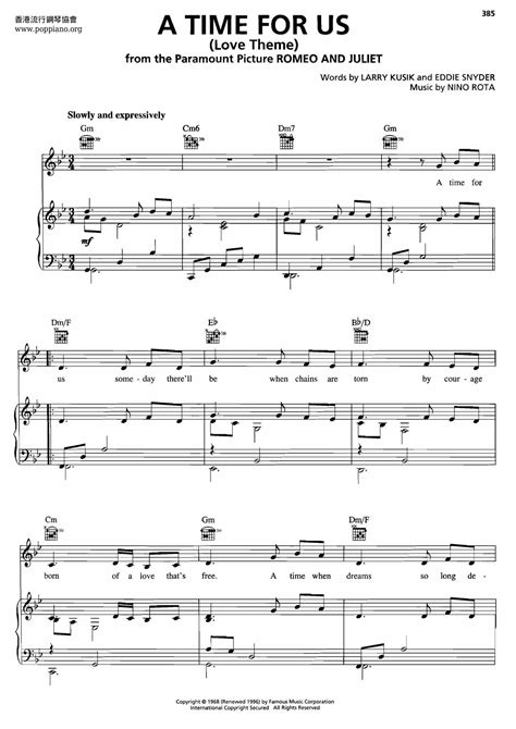 Nino Rota Romeo And Juliet A Time For Us Sheet Music Pdf Free