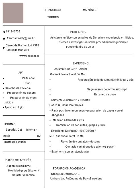 Cv De Asistente Jurídico Ejemplos Y Plantillas Micvideal