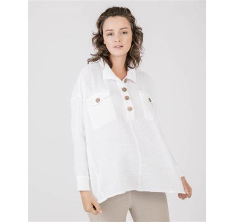 Clothing And Shoes Tops Shirts And Blouses Shannon Passero Cotton Gauze Collared Button Front