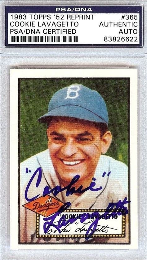 Cookie Lavagetto Autographed Signed 1952 Topps Reprint Card 365