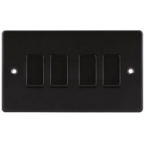 Matt Black Classic 4 Gang 10a 1 Or 2 Way Decorative Rocker Switch Twi The Switch Store