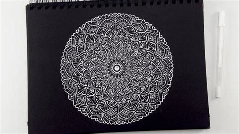 How To Draw MANDALA ART For Beginners Easy Mandala On Black Paper