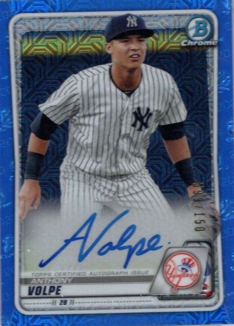 Anthony Volpe 2020 Bowman Mega Box BMA AVO Chrome Prospect Auto Blue