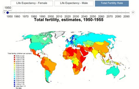 Total Fertility Rate 1950 2100 World Population Prospects 2015 United Nations World Map