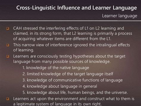 Second Language Acquisition Cross Linguistic Influence And Learner L…