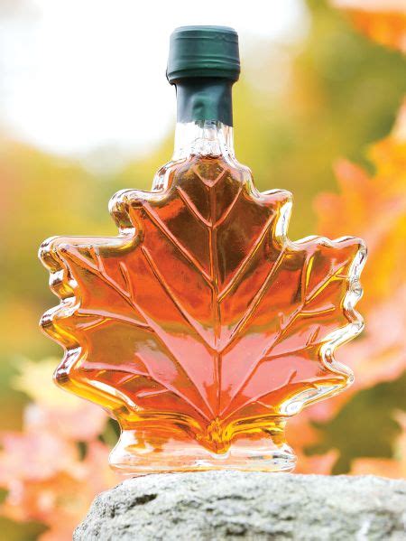 Pure Vermont Maple Syrup In Leaf Glass Bottle