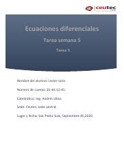 Lester Sosa 21441245 Ecuaciones Diferenciales Tarea 5 Pdf Ecuaciones