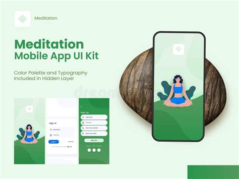 Set Of UI UX GUI Screens Meditation Mobile App Including Sign In