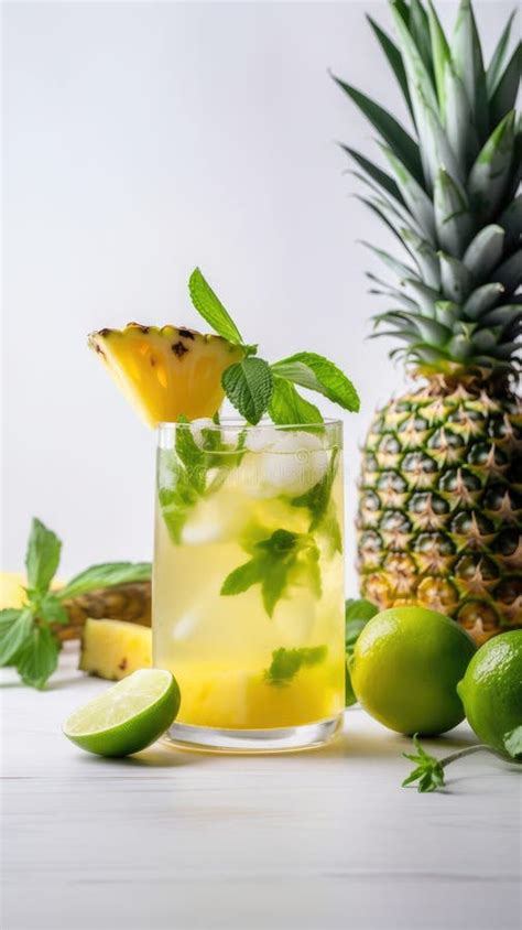 Pineapple Cocktail Summer Refreshing Tropical Drink Stock Image