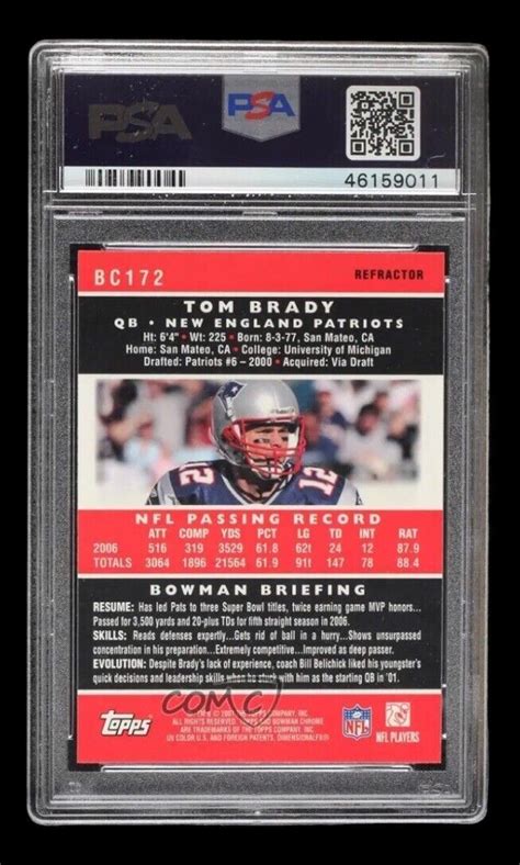 2007 Bowman Chrome Refractor BC172 Tom Brady For Sale Online EBay