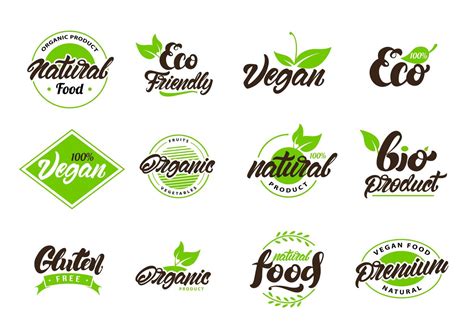 Collection Of Natural Eco Labels And Logos 1254597 Vector Art At Vecteezy