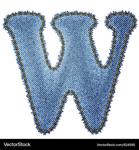 Jeans Alphabet Denim Letter W Royalty Free Vector Image