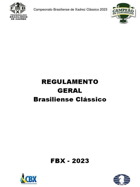 Regulamento Classico 2023 Pdf Xadrez Jogos Competitivos