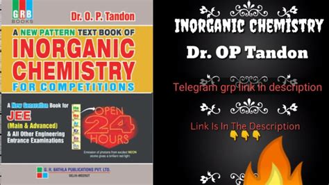 Inorganic Chemistry Dr Op Tandon Jee Books Pdf Youtube