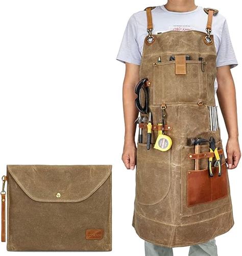 Woodworking Shop Apron,Waxed Canvas Work Aprons for Men & Women with ...