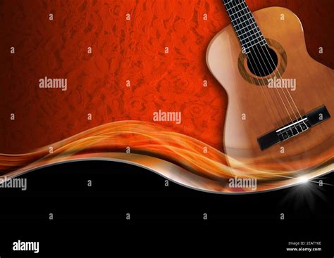 Acoustic Guitar on Luxury Background Stock Photo - Alamy