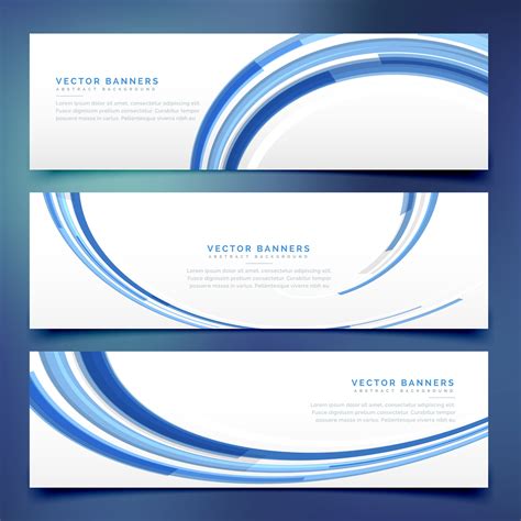 Abstract Blue Wavy Banners Set Download Free Vector Art Stock