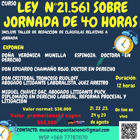 Curso Jornada Laboral Y Ley De 40 Horas Musalem