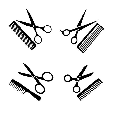 Comb And Scissors Icon Scissors Hairbrush Vector Illustration Hair Combs And Scissors Set