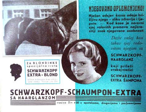 Colored Ad For Schwarzkopf Hair Shampoos Extra With Haarglanz From 1935