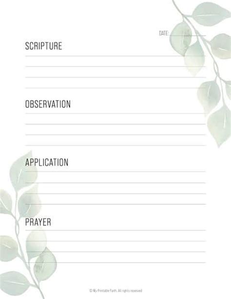 Printable Soap Bible Study Pages