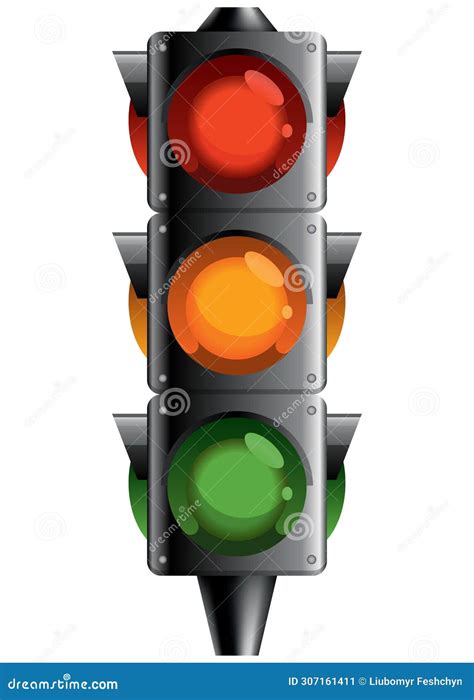 Traffic Light With Red Yellow And Green Color Flat Vector