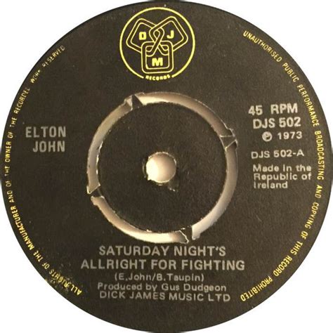 Elton John Saturday Night S Alright For Fighting 1973 Vinyl Discogs