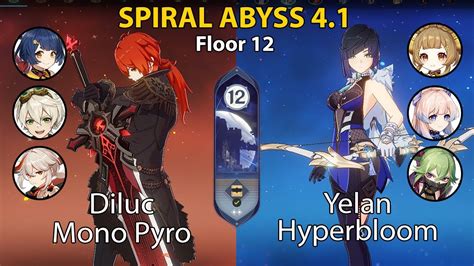 Spiral Abyss Floor Diluc Mono Pyro And Yelan Hyperbloom