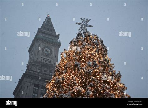 The Iconic Faneuil Hall Quincy Market Christmas Tree Seen In Downtown