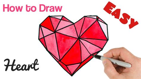 How To Draw Crystal Heart Watercolor Easy Valentines Day Drawings