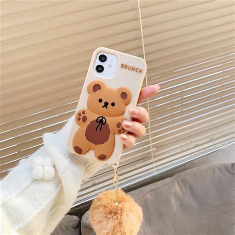 Cute Bear Phone Case Kawaii Cute Phone Case Iphone 1212 Etsy