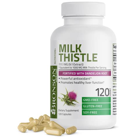 Bronson Milk Thistle 1000mg Silymarin Marianum With Dandelion Root