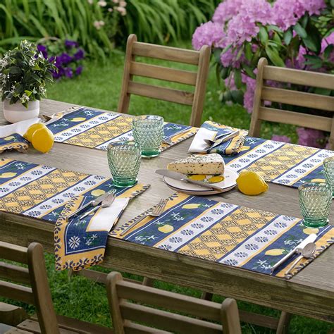 Home Bargains Plus Rectangle Fabric Placemats Set Of 4 Placemats Blue