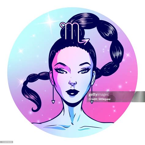 Scorpio Zodiac Sign Artwork Beautiful Girl Face Horoscope Symbol Star