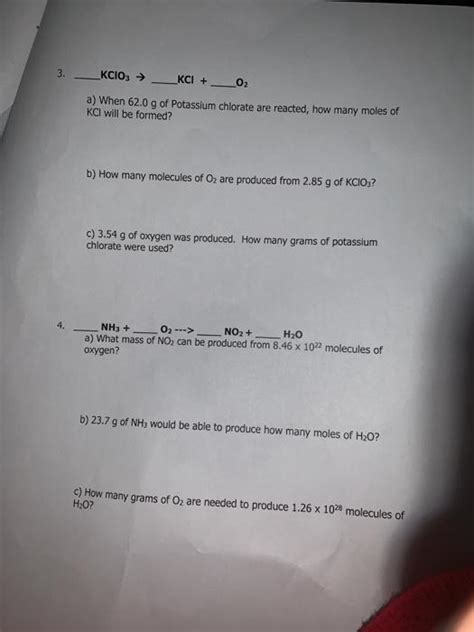 Solved Stoichiometry Lab Balance The Following Equations And Chegg